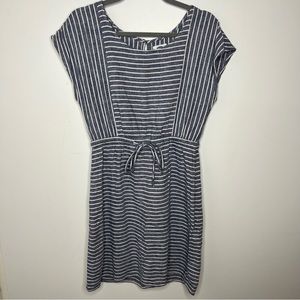 Linen Blend Cinched Waist Striped Dress Old Navy Size Small S